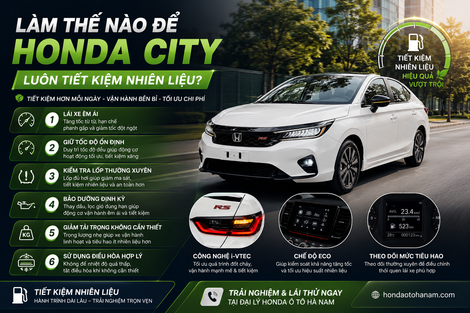 Làm thế nào để Honda City luôn tiết kiệm nhiên liệu?